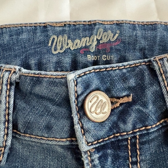 Wranglers Women W26 Bootcut Custom Rhinestone Pocket Stretch Western Jeans Y2K - Picture 6 of 16